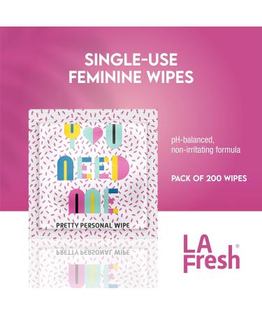La Fresh Feminine Wipes - Flushable Feminine Care Wet Wipes with Aloe Vera, Chamomile, Cucumber, and Vitamin E - 200ct Pack - Buy Online on GoSupps.com