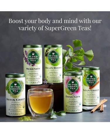 Republic of Tea Brain Boost Supergreen Green Tea Ginkgo Biloba and Matcha Blend - 36 Tea Bags - Buy Online on GoSupps.com