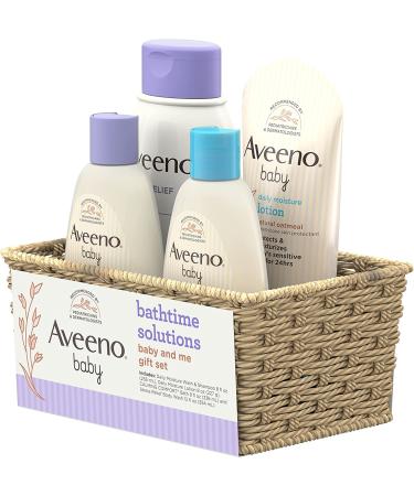 Aveeno Baby Mommy & Me Daily Bathtime Gift Set - Baby Wash & Shampoo, Calming Bath, Moisturizing Lotion, Stress Relief Body Wash - 4 Items - Buy Online on GoSupps.com