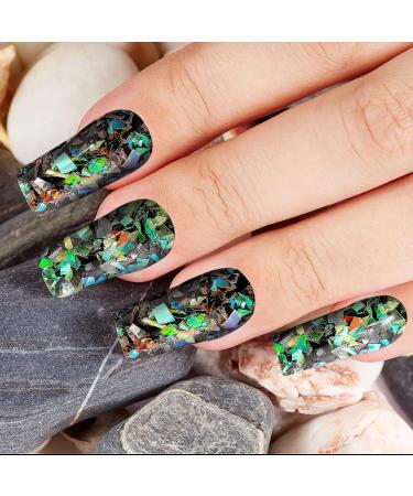 12 Pieces Nail Glitter Flakes Mylar Broken Glass Sticker - Holographic Sequin Foil for Nail Art Decoration - Buy Online on GoSupps.com