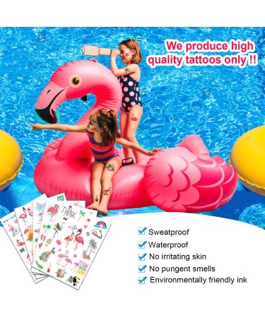 115pcs Flamingo Temporary Tattoos for Kids - Hawaiian Tropical Summer Stickers for Flamingo Party Supplies & Decorations - Buy Online on GoSupps.com