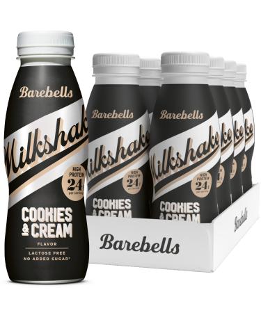 Barebells Creamy protein shake low in sugar 24 grams of protein per bottle lactosefree Cookies & Cream Milkshake 8 x 330 ml