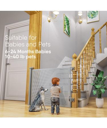 BabyBond Retractable Baby Gate | Extra Wide 71x33 Inch | Punch-Free Install for Kids/Pets | Indoor/Outdoor Dog Gate for Doorways/Stairs | Grey - Buy Online on GoSupps.com