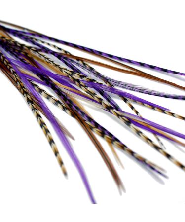 Real Feather Hair Extensions - Auburn Purple (3 Feathers)