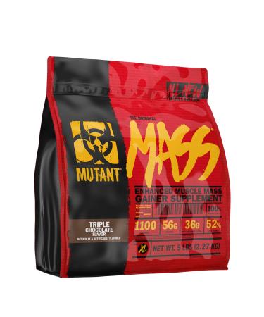Mutant Mass Weight Gainer Protein Powder  Build Muscle Size and Strength with 1100 Calories  56 g Protein  26.1 g EAAs  12.2 g of BCAAs  5 lbs  Triple Chocolate Triple Chocolate 5 Pound (Pack of 1)