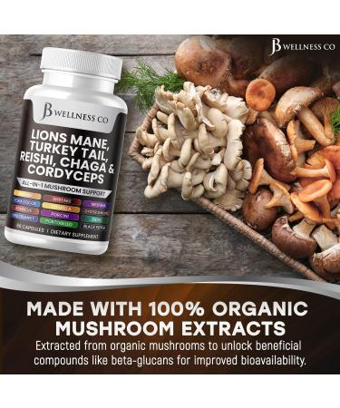 Lions Mane Supplement Cognitive Support Immune Health with Turkey Tail 20in1 Mushroom Reishi Cordyceps Chaga with Marshmallow Root - 120 Count 120 Capsules (Pack of 2) - Buy Online on GoSupps.com