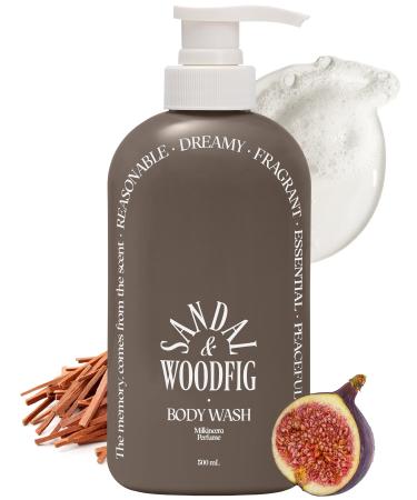 Milk in Cera Perfume Body Wash - Korean Moisturizing Body Cleanser for All Skin Types - Cozy Wood & Fig Scent- with Milk Protein and Ceramide 16.9 fl.oz. SANDALWOODFIG