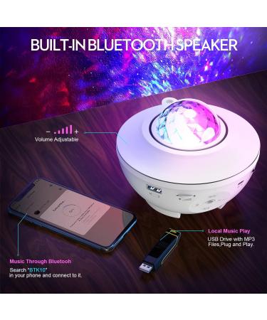 Galaxy Projector Star Light with Bluetooth Speaker - LED Night Light for Kids & Adults - Timer & Ocean Wave Effects - Birthday Gift - Home Room Decor (White) - Buy Online on GoSupps.com
