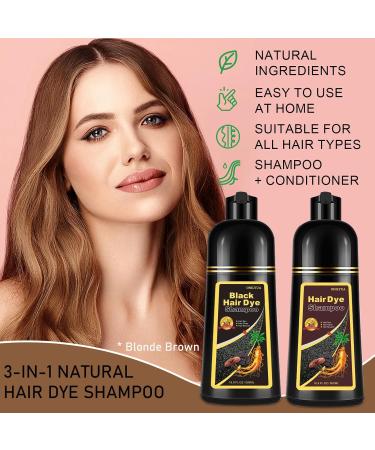 Blonde Brown Hair Dye Shampoo 3 in 1 | Grey Hair Coverage for Men & Women | Natural Plant Extract | Quick Root Touch-Up | Lasts Up to 3 Weeks - Buy Online on GoSupps.com
