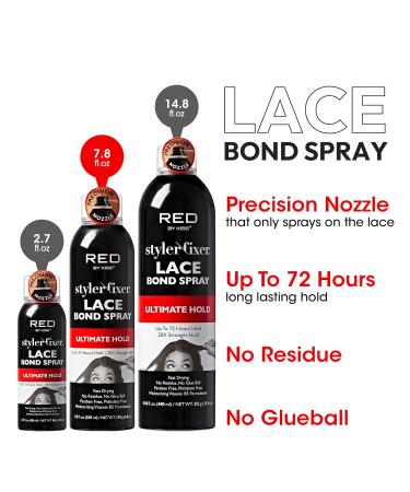 Red by Kiss Lace Bond Hold Spray Styler Fixer The Ultimate Adhesive Spray for Wigs Active Use Fast Drying Up to 72Hours 20X Stronger Hold Daily Wig Applications 7.8 Fl Oz (Pack of 1) - Buy Online on GoSupps.com
