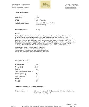 Shop Lauensteiner Marzipan Chocolates - 56 Handmade Truffles with Alcohol | Perfect Gift for Marzipan Lovers | 700g Selection for Any Occasion - Buy Online on GoSupps.com