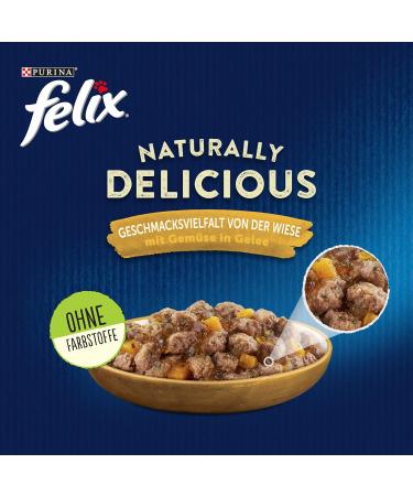 Felix Naturally Delicious Cat Food - Wet Variety Pack with Vegetables in Jelly (6 x 80g) - International Shipping Available - Buy Online on GoSupps.com