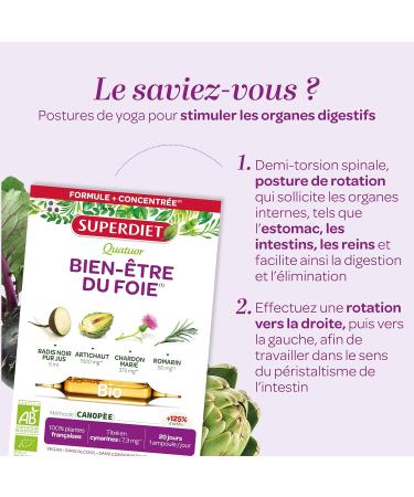 SUPERDIET -QUATUOR DIGESTION BIO-Well-being of the liver -Black Radish Artichoke Milk Thistle Rosemary-Made in France-20 Ampoules of 10 ml - Buy Online on GoSupps.com
