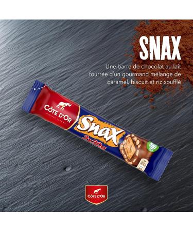 C te d'Or Snax Big Size Milk Chocolate Bar Filled with Caramel Biscuit and Puffed Rice - New Recipe - 2 x 30g - Display of 2 - Buy Online on GoSupps.com