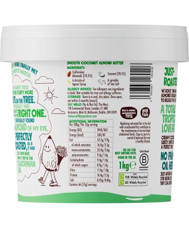 Pip & Nut - Smooth Almond Butter (1kg) | Natural Nut Butter No Palm Oil No Added Sugar Hi-Oleic Almonds & - Coconut Almond Butter (1kg) | Natural Nut Butter No Palm Oil 1 kg (Pack of 1) + Coconut Almond Butter - Buy Online on GoSupps.com