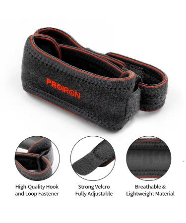 Proiron Knee Strap - Adjustable Patella Tendon Bandage for Men & Women | Black & Orange Knee Support for Sports - Buy Online on GoSupps.com