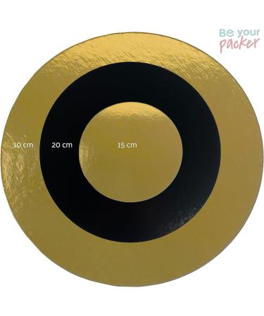10 Cake Boards 15cm - Double Sided Gold/Black Round Cardboard Pastry Base - Buy Online on GoSupps.com