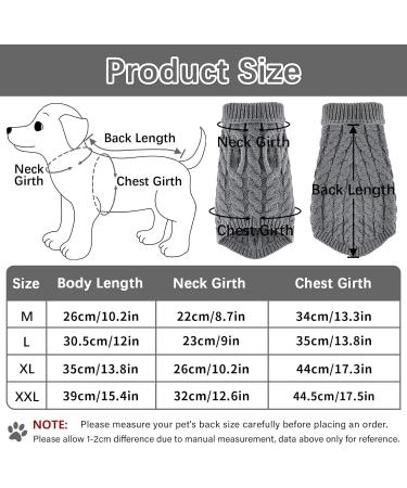 FWLWTWSS Dog Jumper Sweater Vest | Soft Turtleneck Knitted Puppy Clothes | Winter Warm Coat for Small Medium Dogs and Cats (Grey, M) - Buy Online on GoSupps.com