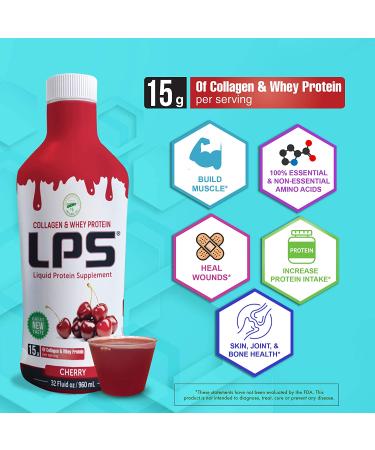 Nutritional Designs Sugar-Free Liquid Collagen & Whey Protein Supplement - Cherry Flavor - Non-GMO Drink for Healthy Skin & Hair - Men & Women - Buy Online on GoSupps.com