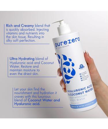 Purezero Hyaluronic Body Wash Deep Moisturizer - Soft Skin Hydration - Moisturizing Skin Cleanser + Coconut Water - No Sulfates Parabens Dyes (1 Pack) 20 Fl Oz (Pack of 1) - Buy Online on GoSupps.com