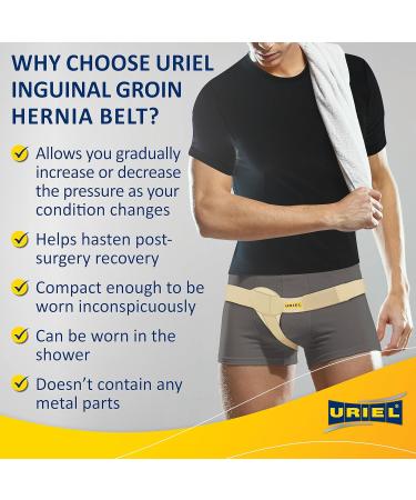 URIEL Hernia Belts for Men - Inguinal Hernia Support & Truss Pre/Post Surgery - Medium Size - Buy Online on GoSupps.com