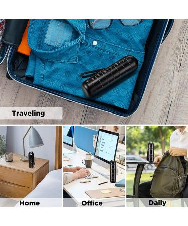 Zannaki Metal Weekly Pill Organizer - Waterproof & Travel-friendly 7 Day Case for Pills, Vitamins & Supplements - BPA Free, Stackable Aluminum Alloy (Black) - Buy Online on GoSupps.com