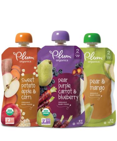 Plum Organics Baby Food Pouch | Stage 2 | Fruit and Veggie Variety Pack | 4 ounce | 18 Pack | Fresh Organic Food Squeeze | For Babies, Kids, Toddlers