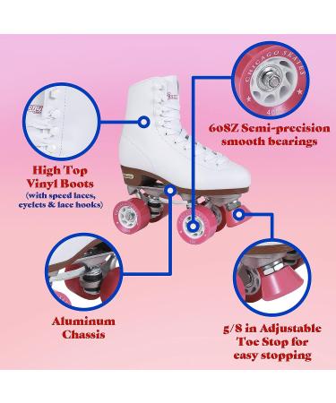 CHICAGO Women's and Girls Premium White Quad Roller Skates - Size 7 - Buy Online on GoSupps.com