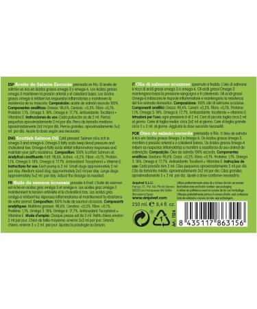 ARQUIVET Scottish Salmon Oil - for cats and dogs 250 ml - Complementary food - Omega 3 and 6 - Vitamin E - Buy Online on GoSupps.com