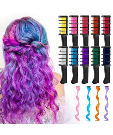 Above zero 10 pieces of hair chalk comb temporary hair color for children girls hair cried ridge hair dye gathering for carnival cosplay children party birthday