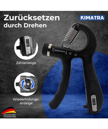 Kimatra 2-Part Handle Force Train Pack | 5kg to 60kg Hand Trainer Set for Fingers Hands & Forearms | Integrated Counting Function - Black - Buy Online on GoSupps.com