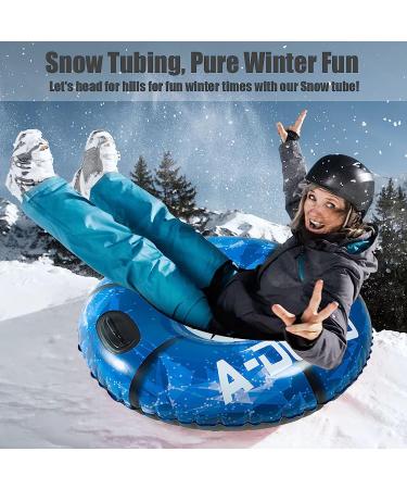 47 Inch Inflatable Snow Tube - Heavy Duty Sled with 0.8mm Thick Material - Winter Leisure Tube for Kids & Adults - Blue - Buy Online on GoSupps.com