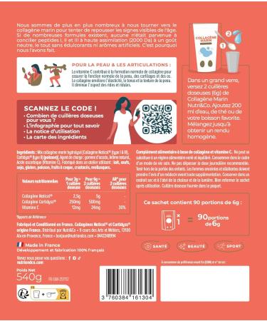NUTRI & CO Collagene Marin Poudre Types 1 2 3 + Vitamine C Brevet Naticol & Cartydiss Peau Hydrat e Soutien Articulaire Peptides Hydrolys s 2000 DA 540g Go t Neutre 90jrs Fabriqu en France - Buy Online on GoSupps.com
