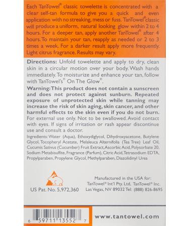 Tan Towel Self Tan Towelette Classic 10 Count - Natural Sun-Kissed Glow - Buy Online on GoSupps.com