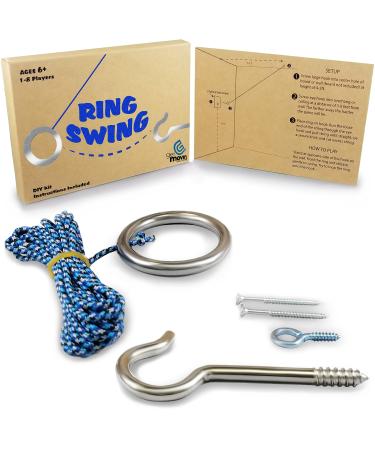 Hook and Ring Swing DIY Kit Stainless Steel Hardware and Nylon String Ring Toss Game Indoor  Outdoor for Endless Hours of Fun! GetMovin Sports