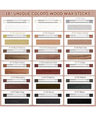 DEWEL Wood Filler Sticks - 18 Color Wood Wax Crayon Kit for Scratch & Furniture Repair | International Shipping Available - Buy Online on GoSupps.com