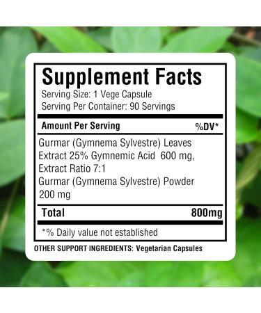 Herbsforever Gurmar Capsules | Gymnema Sylvestre Extract 7:1 | 90 Vegan Capsules | Ayurvedic Herbal Supplement | Supports Healthy Sugar Metabolism & Wellness 90 Count (Pack of 1) - Buy Online on GoSupps.com