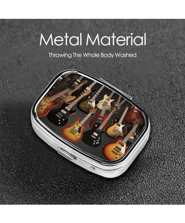 Shop Guitars Printing 2 Compartment Pill Case | Cute Travel Pill Box Organizer for Pocket & Gifts - Buy Online on GoSupps.com