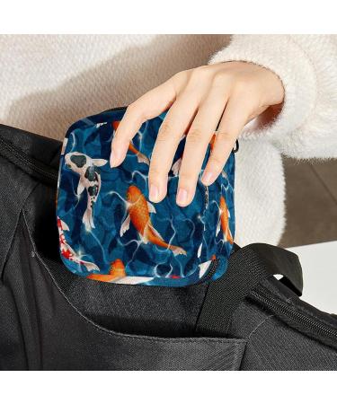Menstrual Pad Bag with Zipper | Stylish Koi Fish Women's Pouch for Tampons & Napkins | Perfect Travel Accessory - Buy Online on GoSupps.com