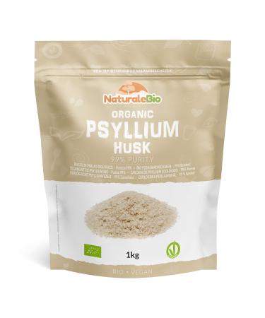 Organic Psyllium Husk - 99% Purity - 1 kg. Pure & Natural Psyllium Seed Husks Produced in India. High in Fibre to be Mixed with Water Beverages & Juices Vegetarian & Vegan. NaturaleBio 1 kg (Pack of 1)