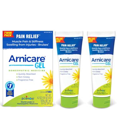 Boiron Arnicare Gel 4.2 oz (Twin Pack) for Joint Pain Relief Muscle Pain Muscle Soreness and Swelling from Bruises or Injury - Non-Greasy and Fragrance-Free Arnica