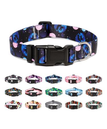 Mercano dog collar adjustable soft nylon comfort & robust patterned dog collar for small medium -sized dog puppies (s night sky) s night sky