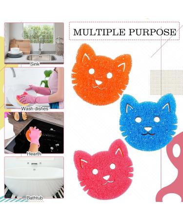 Kitchen Sponges 6 Pcs Cat Dual Sided Scrub Sponge Cleaning Sponges Cute Temperature Sensitive Dish Sponges for Washing Dishes Non Scratch Household Multi Use Sponges Scrubber for Kitchen 3 Colors - Buy Online on GoSupps.com