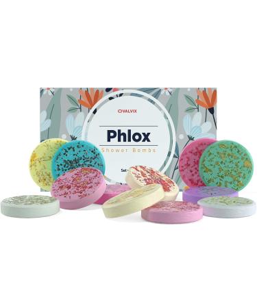 Phlox Shower Bombs- Natural  Vegan & No Gluten - Shower Steamers- Beauty Essentials for Women- Aromatherapeutic Shower Bombs- Stress-Relief Shower Bombs- Colorful Essential Oil Shower Steamers