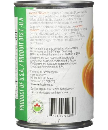Earth's Choice Organic Pumpkin Puree 12 Count of 398ml 398 ml (Pack of 12) - Buy Online on GoSupps.com
