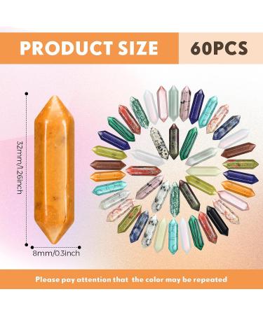 60 Pieces Crystal Hexagonal Wand Stones Bulk - Healing Worry Stones Set for Witchcraft Meditation and Home Decor - Buy Online on GoSupps.com