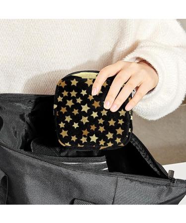 Golden Yellow Stars Pattern Black Women's Floor Storage Bag - Portable Menstrual Cup & Tampon Holder for Teens & Women - Buy Online on GoSupps.com