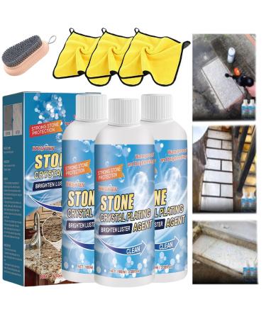 Crystal Stone Veneer Agent, Multi-Surface Stone Cleaner & Polishing - Removes Stains, Restores Shine - Ideal for Marble, Kitchen, Patio, Garden (3, Agent)