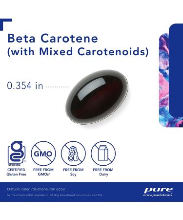 Pure Encapsulations Beta Carotene with Mixed Carotenoids 90 Softgel Capsules - Hypoallergenic Antioxidant and Vitamin A Precursor - Buy Online on GoSupps.com