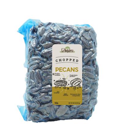 La Nogalera Pecans - 100% Natural and Fresh Crop of Chopped Pecans in 5 lbs vacuum sealed bag. Raw pecan nut pieces that compare to organic, Non-GMO, No Preservatives, Unpasteurized, Kosher Certified and Ketogenic friendly